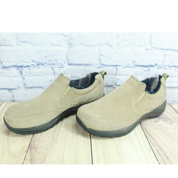 LL Bean Tan Suede Slip On Moccasin Casual Loafer Clog Shoes Size 9.5 M - Picture 2 of 9